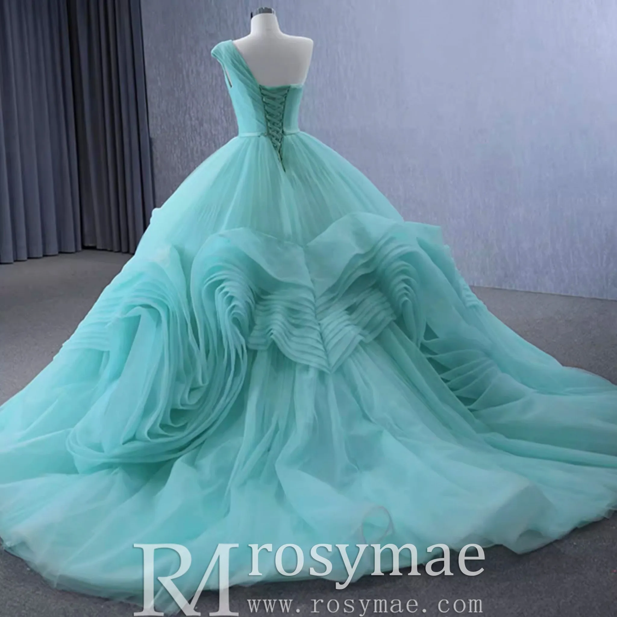 One Shoulder Ball Gown Quinceanera Dress with Court Train