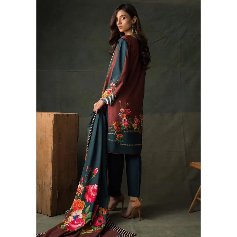 Orchid Digital Printed Linen 3Pcs Un-Stitched Suit - 09