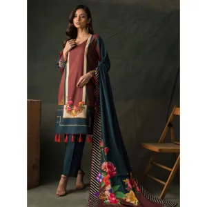 Orchid Digital Printed Linen 3Pcs Un-Stitched Suit - 09