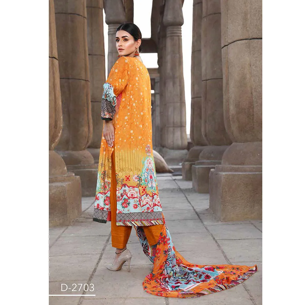 Orissa Digital Printed Chikan Kari Linen 3 Pcs Un-Stitched Suit - 2703