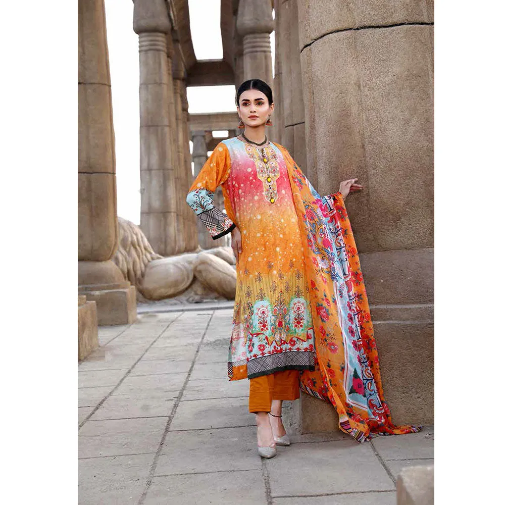 Orissa Digital Printed Chikan Kari Linen 3 Pcs Un-Stitched Suit - 2703