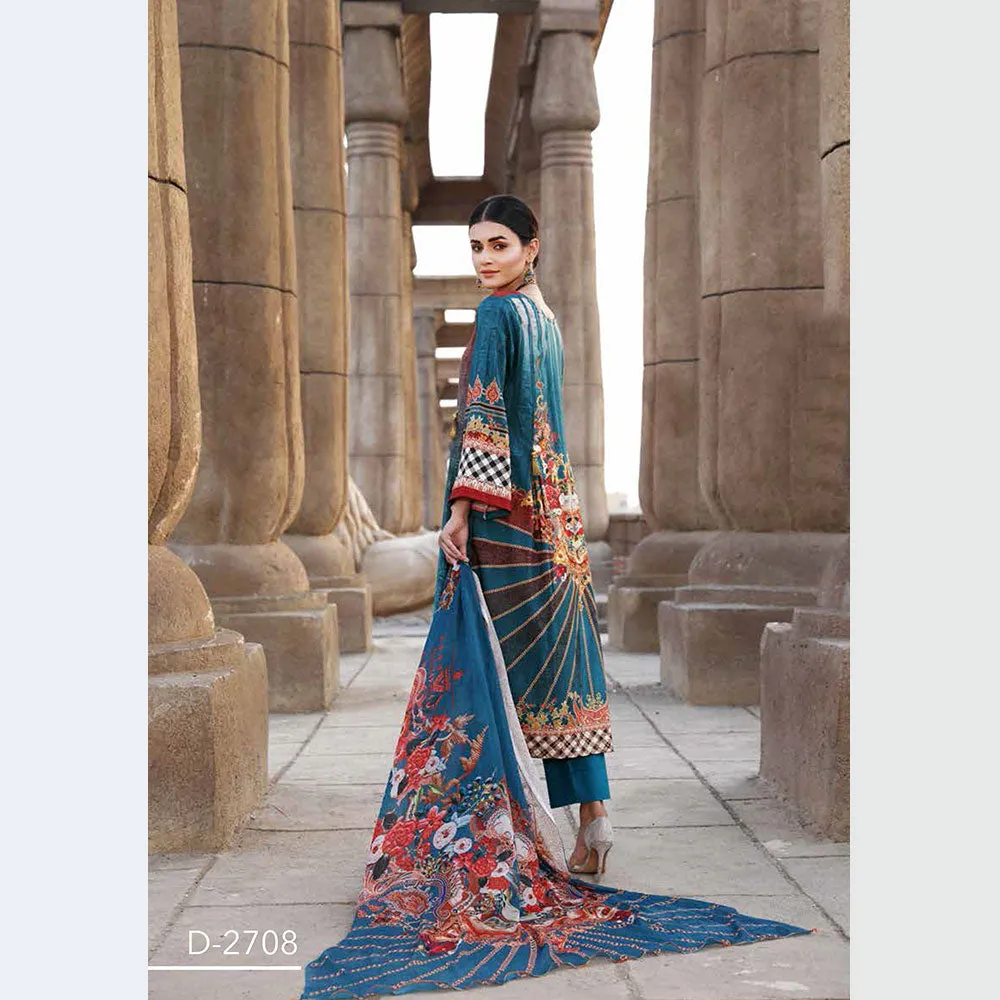 Orissa Digital Printed Chikan Kari Linen 3 Pcs Un-Stitched Suit - 2708