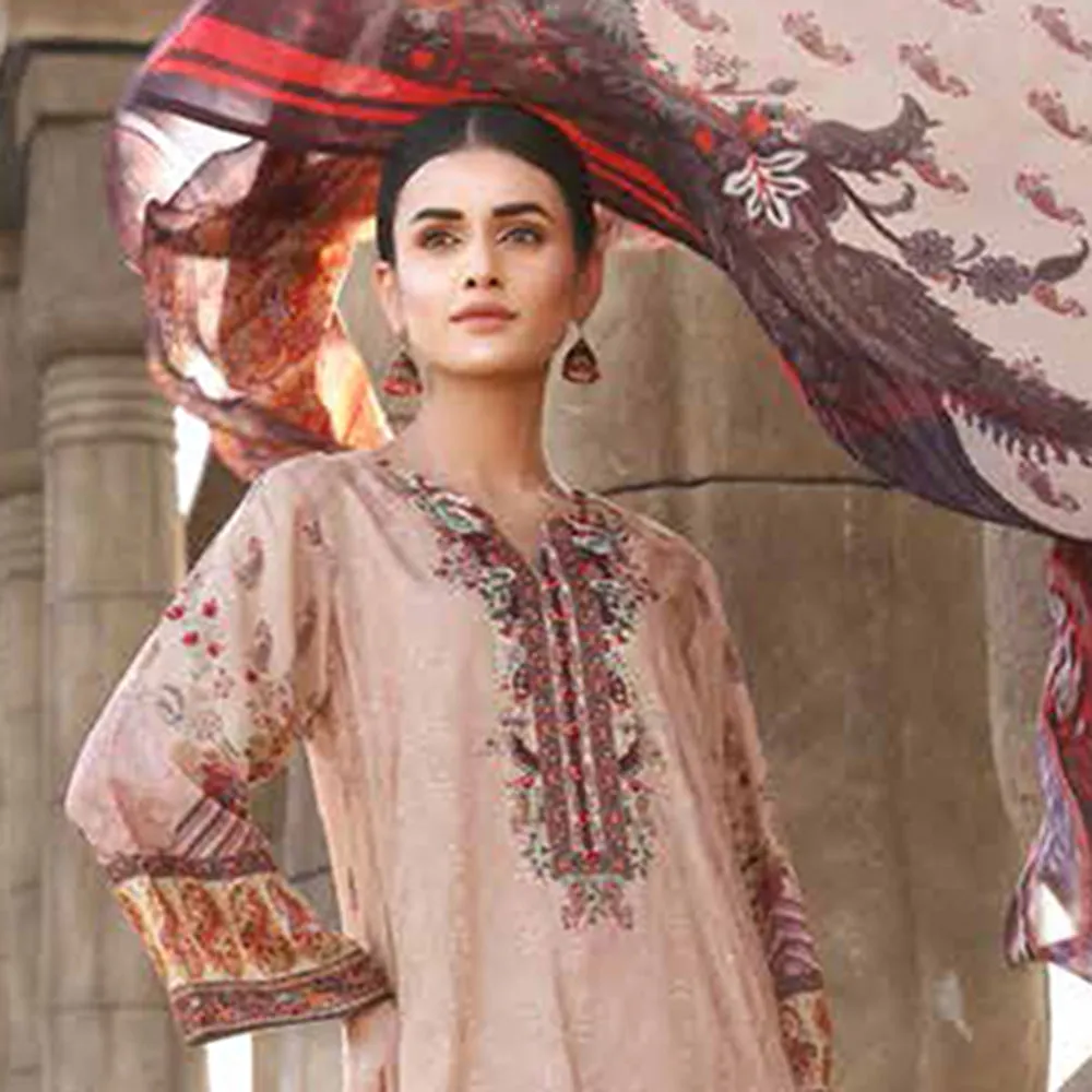 Orissa Digital Printed Chikan Kari Linen 3 Pcs Un-Stitched Suit - 2709