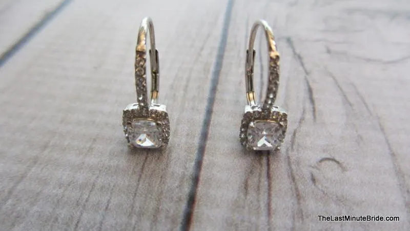 Pave Style Cubic Zirconia Drop Earrings - 799943
