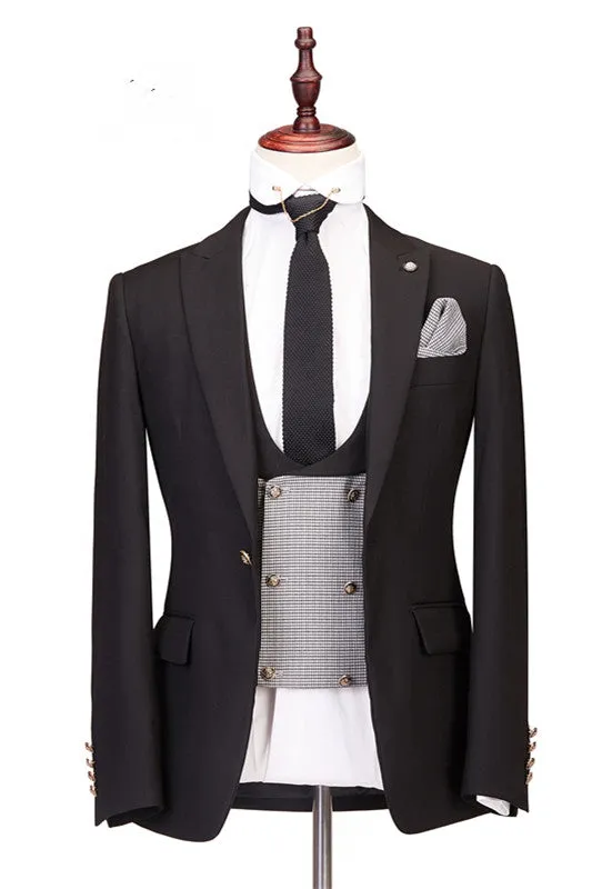 Peaked Lapel Three-piece Best Fitted Men Suits for Wedding