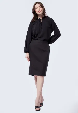Pencil Skirt with Elasticated Waist Black