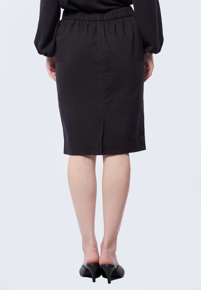 Pencil Skirt with Elasticated Waist Black