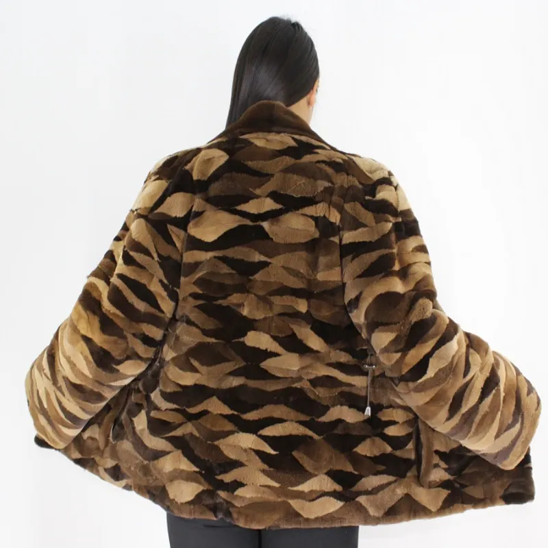 PI Brown shades shaved mink pieces jacket