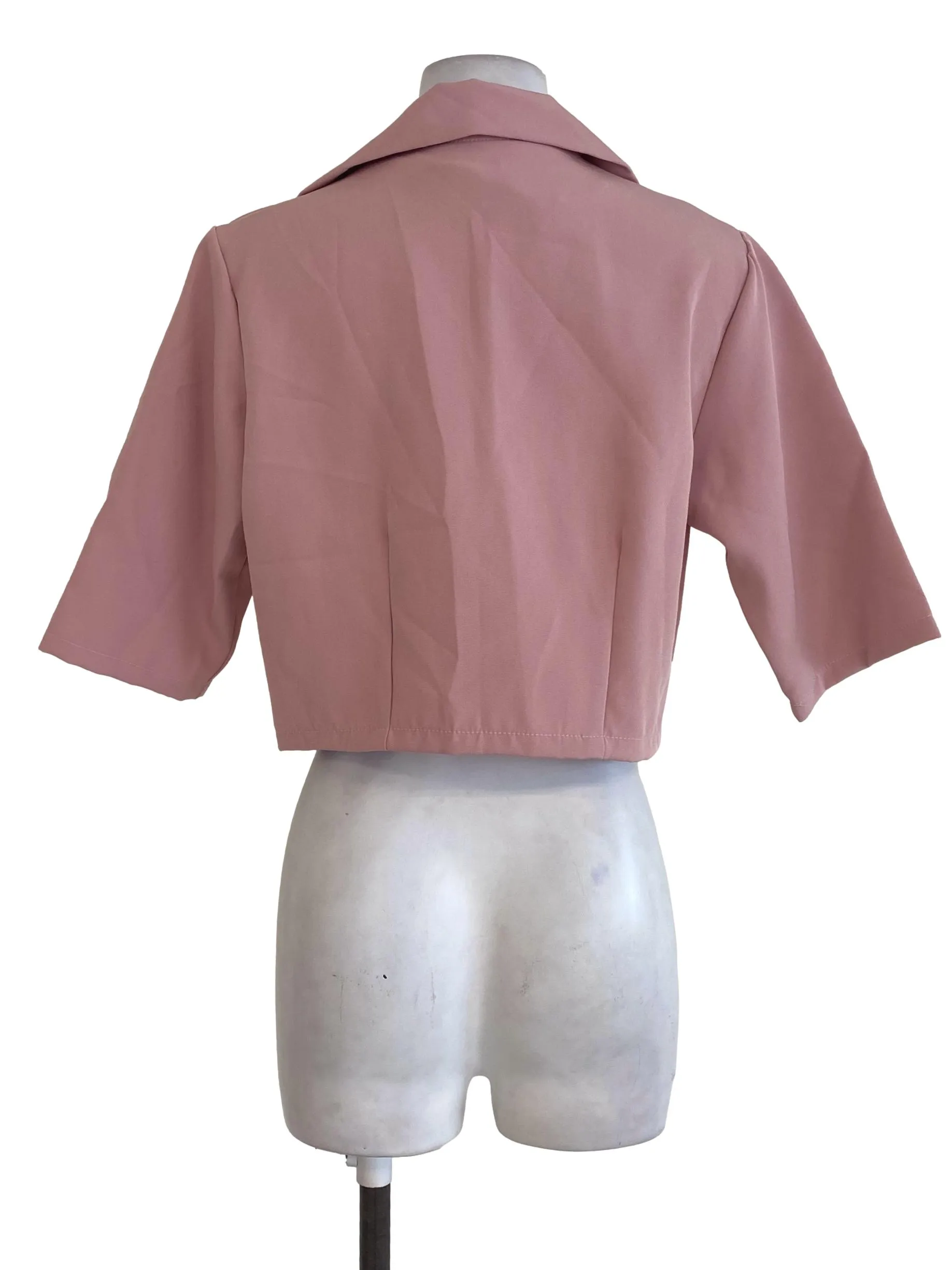 Pink Double Breasted Cropped Jacket
