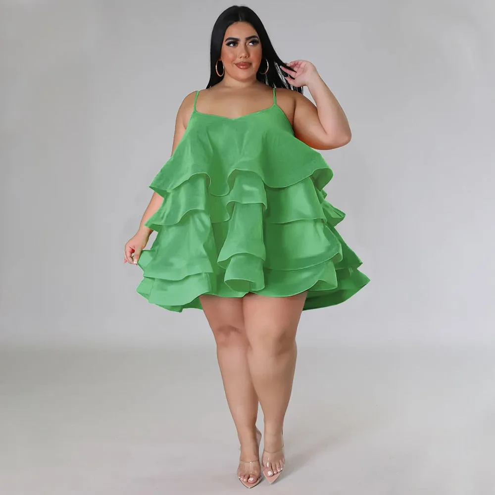 Plus Size Vintage Cascanding Ruffles Big Swing  Babydoll