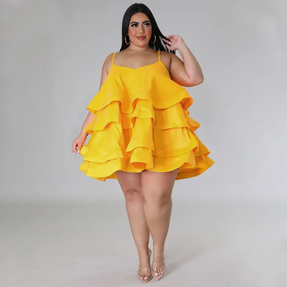 Plus Size Vintage Cascanding Ruffles Big Swing  Babydoll