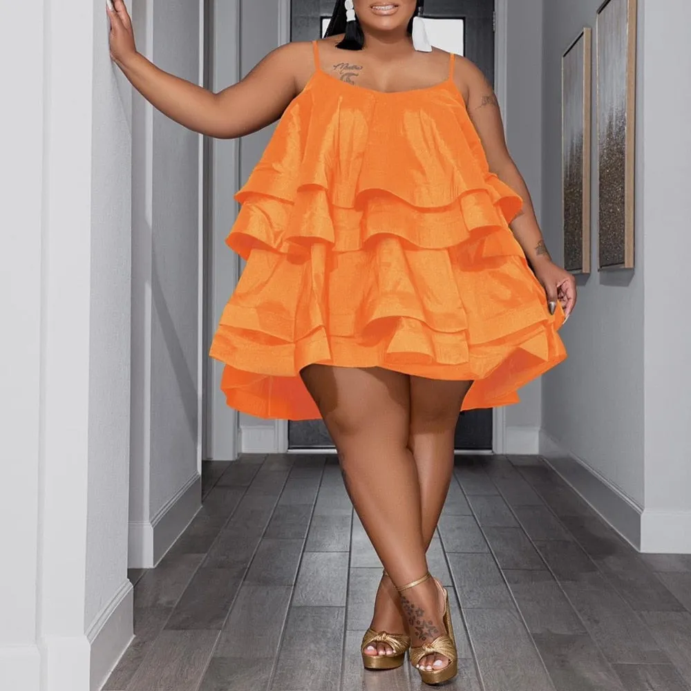 Plus Size Vintage Cascanding Ruffles Big Swing  Babydoll