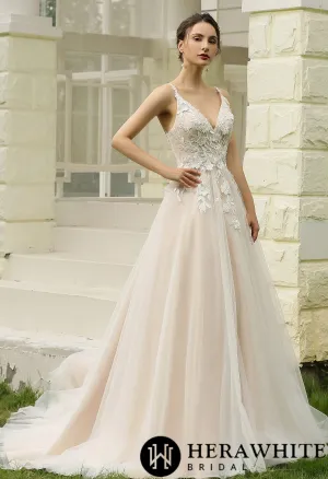 Princess Ballgown with Floral Lace Straps