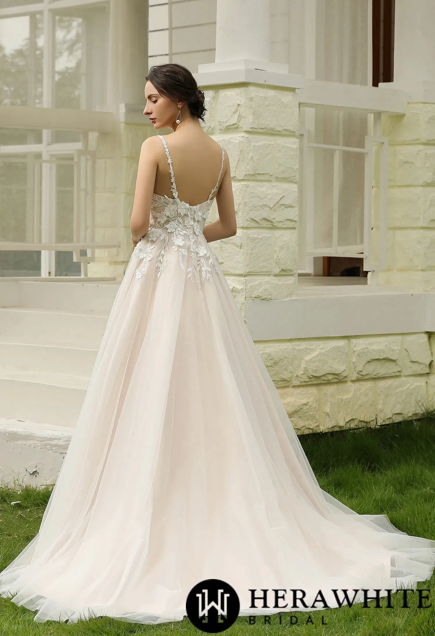 Princess Ballgown with Floral Lace Straps