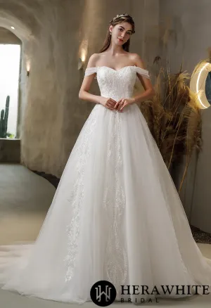 Princess Sweetheart Lace Tulle Ballgown Wedding Dress