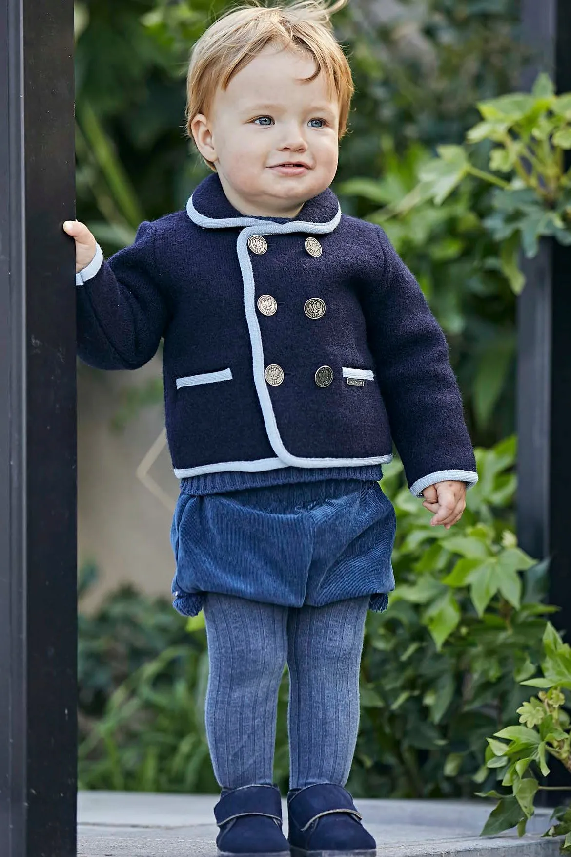 "Charles" Navy & Light Blue Merino Wool Jacket