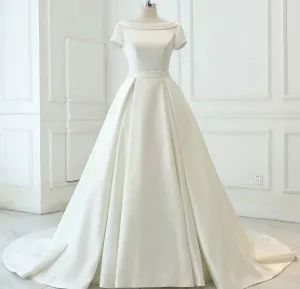 Retro Short Sleeves Ball Gown Wedding Dress AL3012