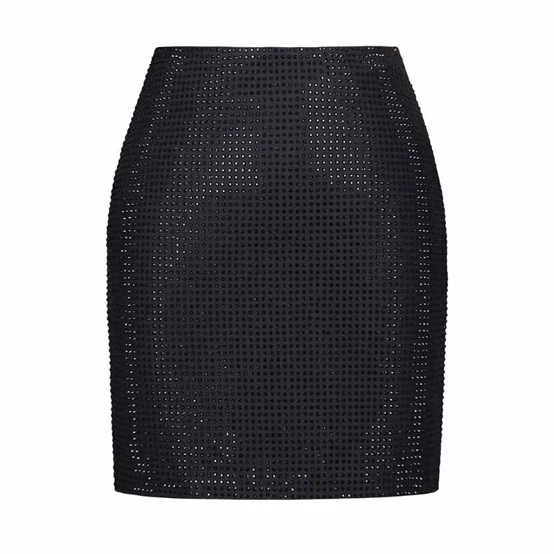 Rhineston Long-Sleeve Mini Shirtdress Set 2 pcs Skirt Suit