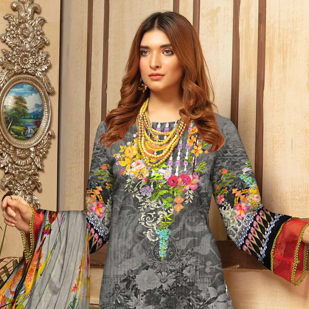 Riwayat Cottrell Digital Printed Linen 3 Pcs Un-Stitched Suit - 03
