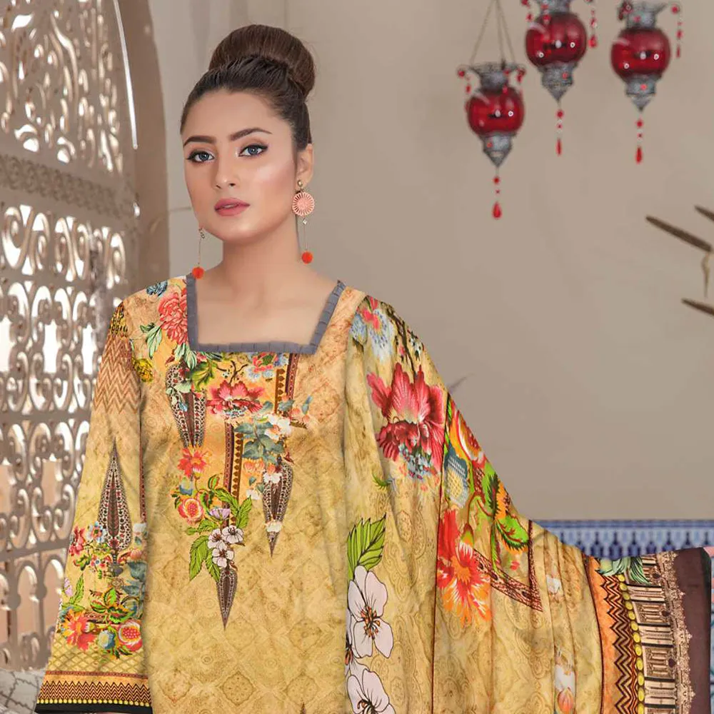 Riwayat Cottrell Digital Printed Linen 3 Pcs Un-Stitched Suit - 07