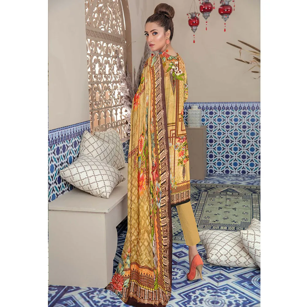 Riwayat Cottrell Digital Printed Linen 3 Pcs Un-Stitched Suit - 07