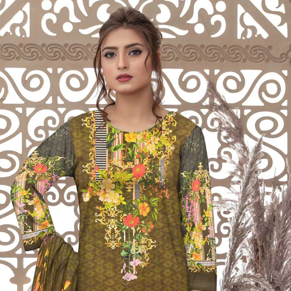 Riwayat Cottrell Digital Printed Linen 3 Pcs Un-Stitched Suit - 09