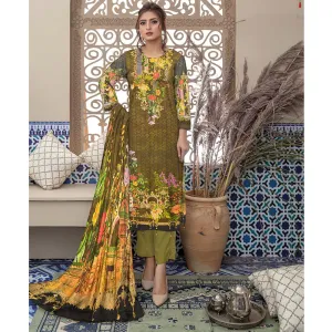 Riwayat Cottrell Digital Printed Linen 3 Pcs Un-Stitched Suit - 09