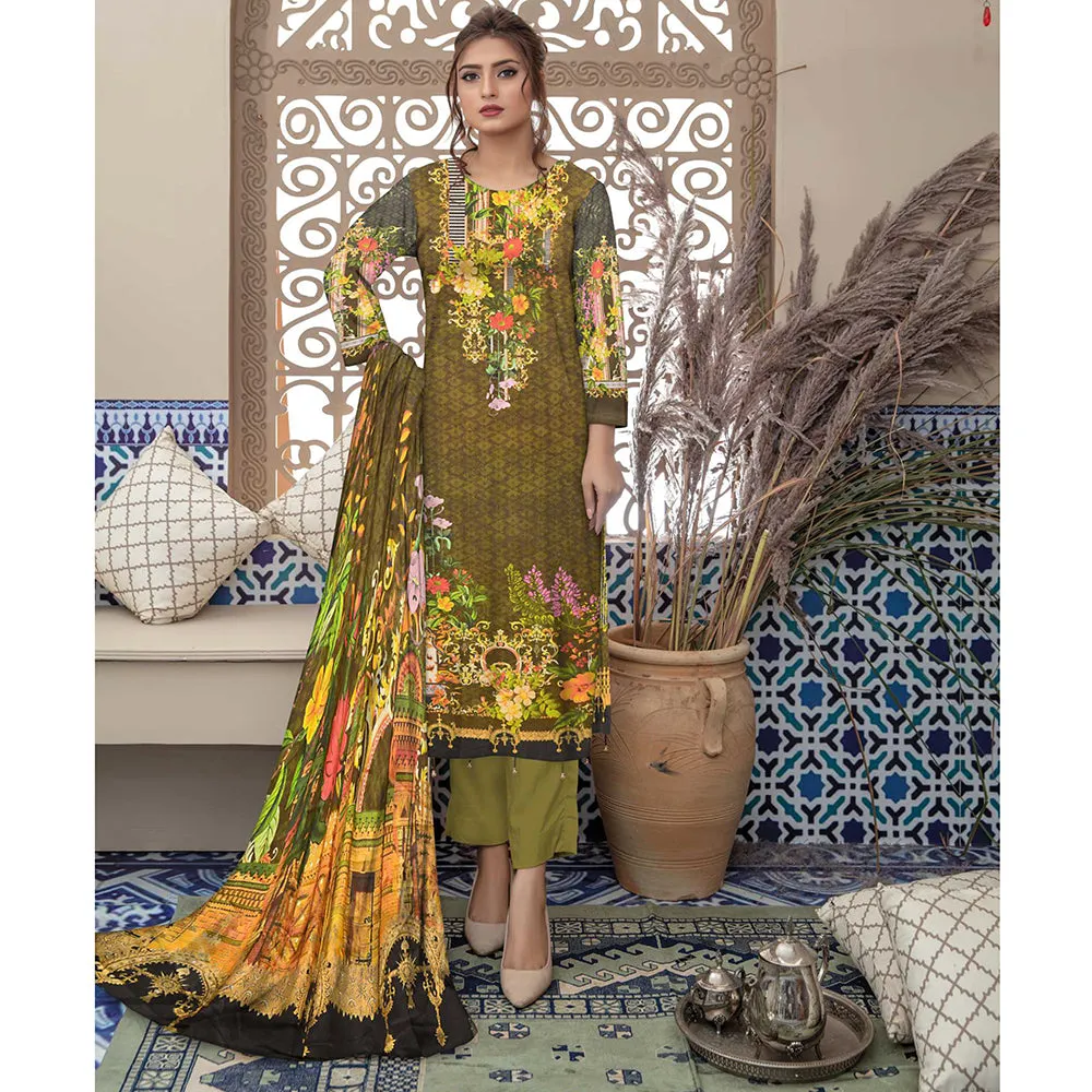 Riwayat Cottrell Digital Printed Linen 3 Pcs Un-Stitched Suit - 09