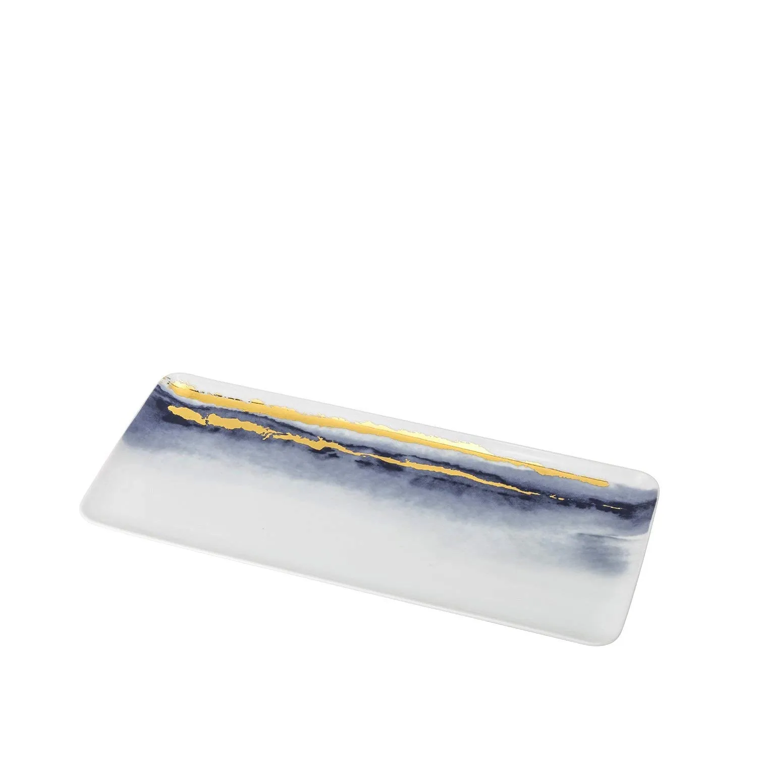 Royalty Porcelain White Blue Serving Platter 14 Inches, Food Tray