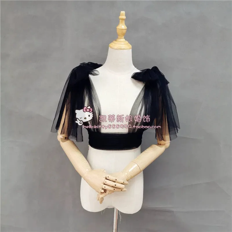 Roycebridal Jackets&Wraps New Bride Wedding Dress Shawl Accessories Double Shoulder Bow Activity Shoulder Strap Vest Shawl Multiple Ways To Wear