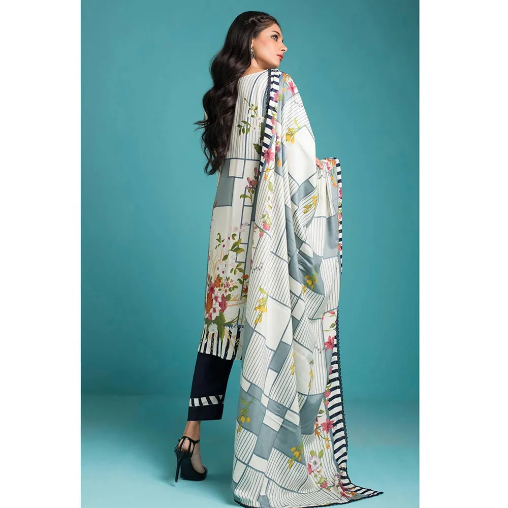 Sahil Printed Linen 3 Pieces Un-Stitched Suit - 06