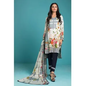 Sahil Printed Linen 3 Pieces Un-Stitched Suit - 06