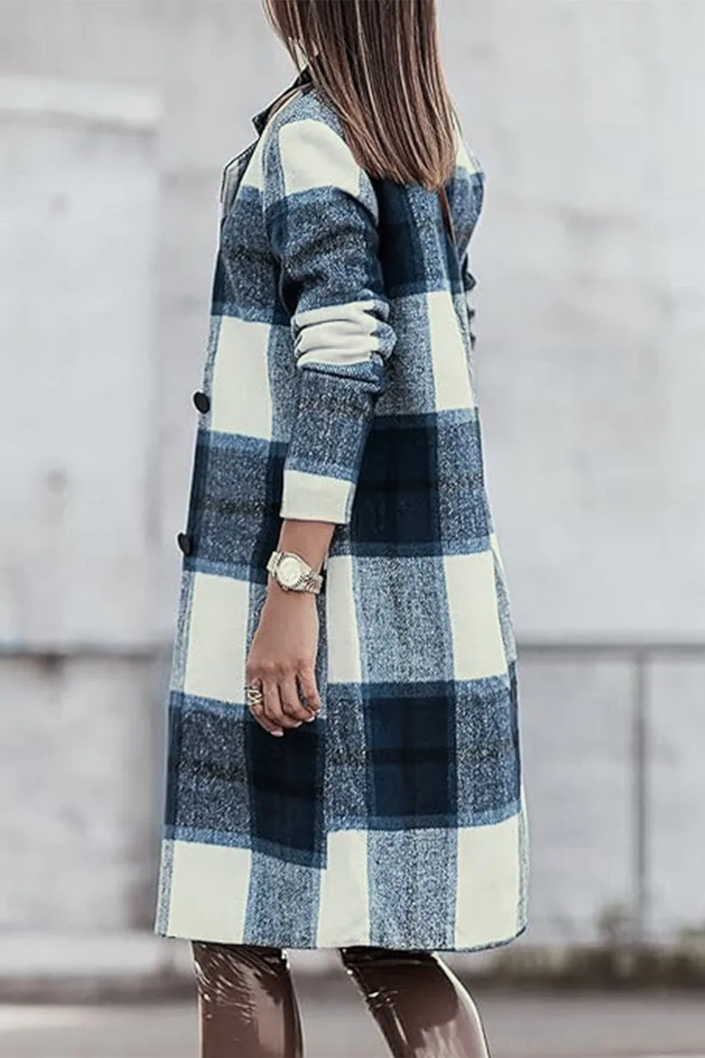 Sarah Plaid Button Up Lapel Collar Coat
