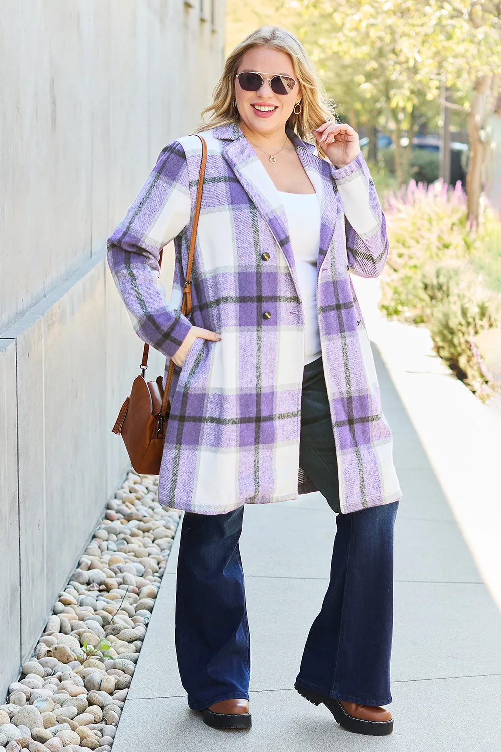 Sarah Plaid Button Up Lapel Collar Coat