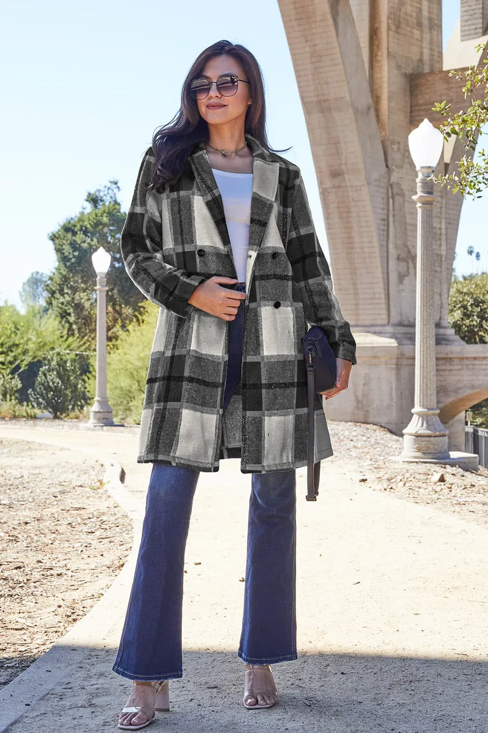 Sarah Plaid Button Up Lapel Collar Coat