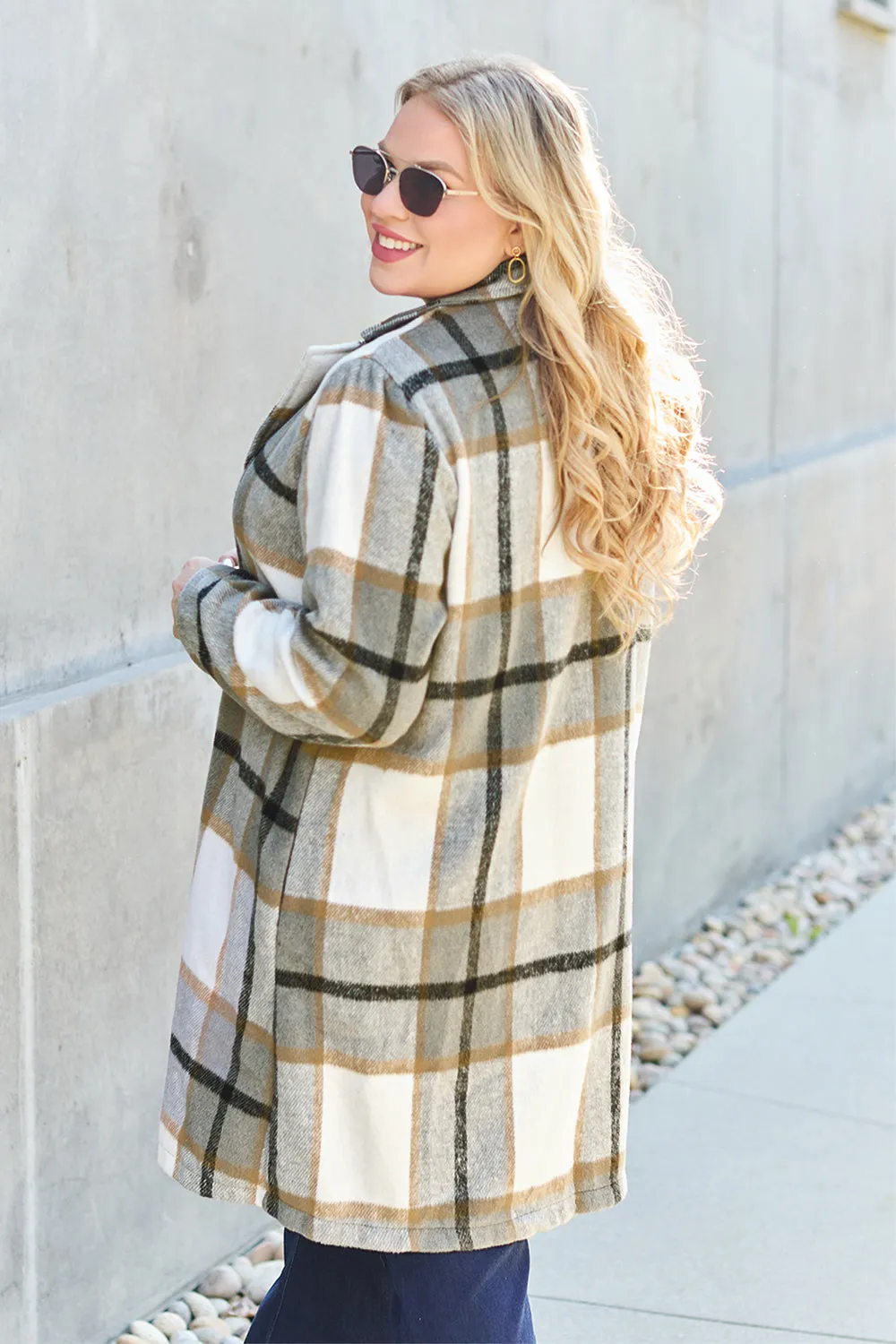 Sarah Plaid Button Up Lapel Collar Coat