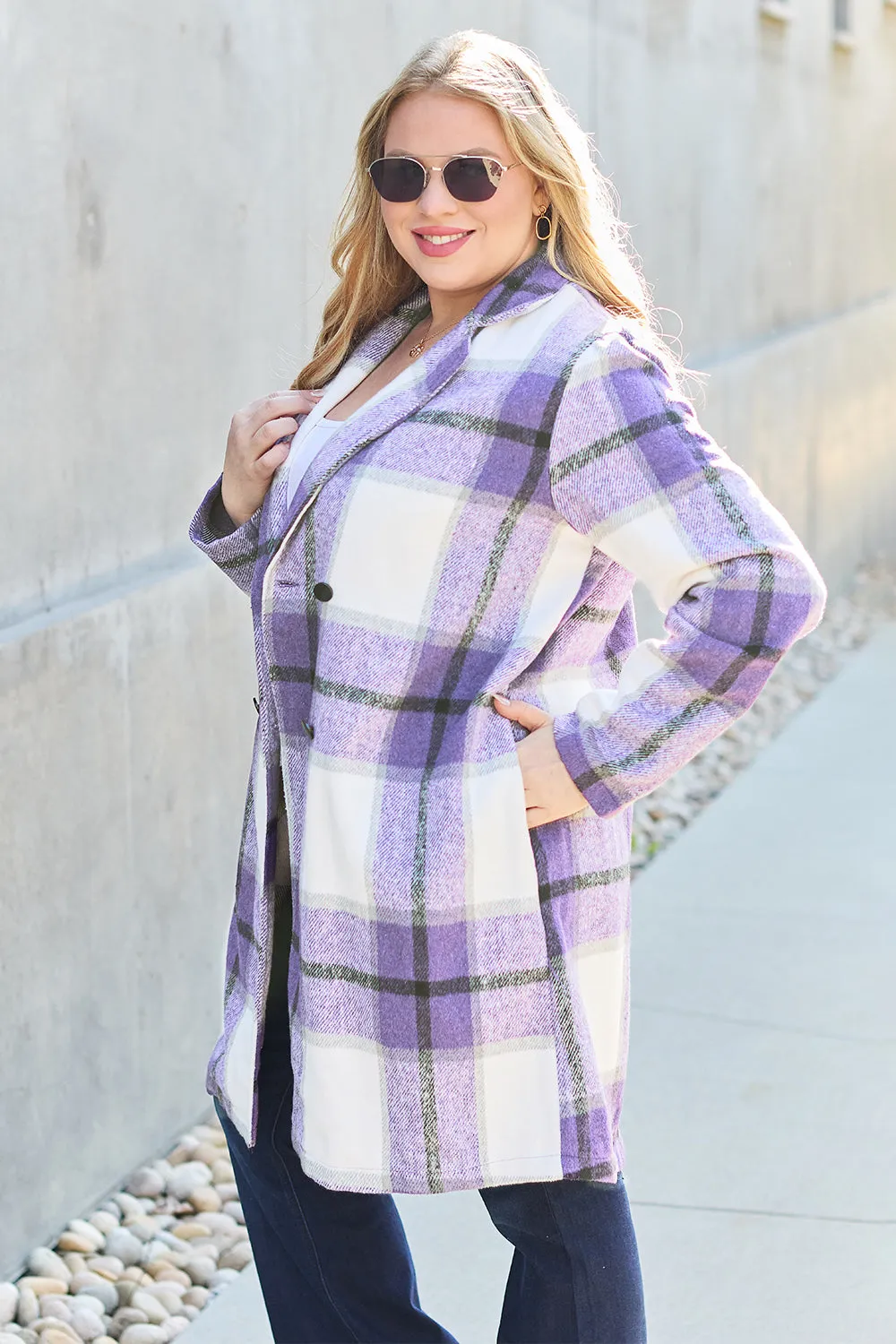 Sarah Plaid Button Up Lapel Collar Coat