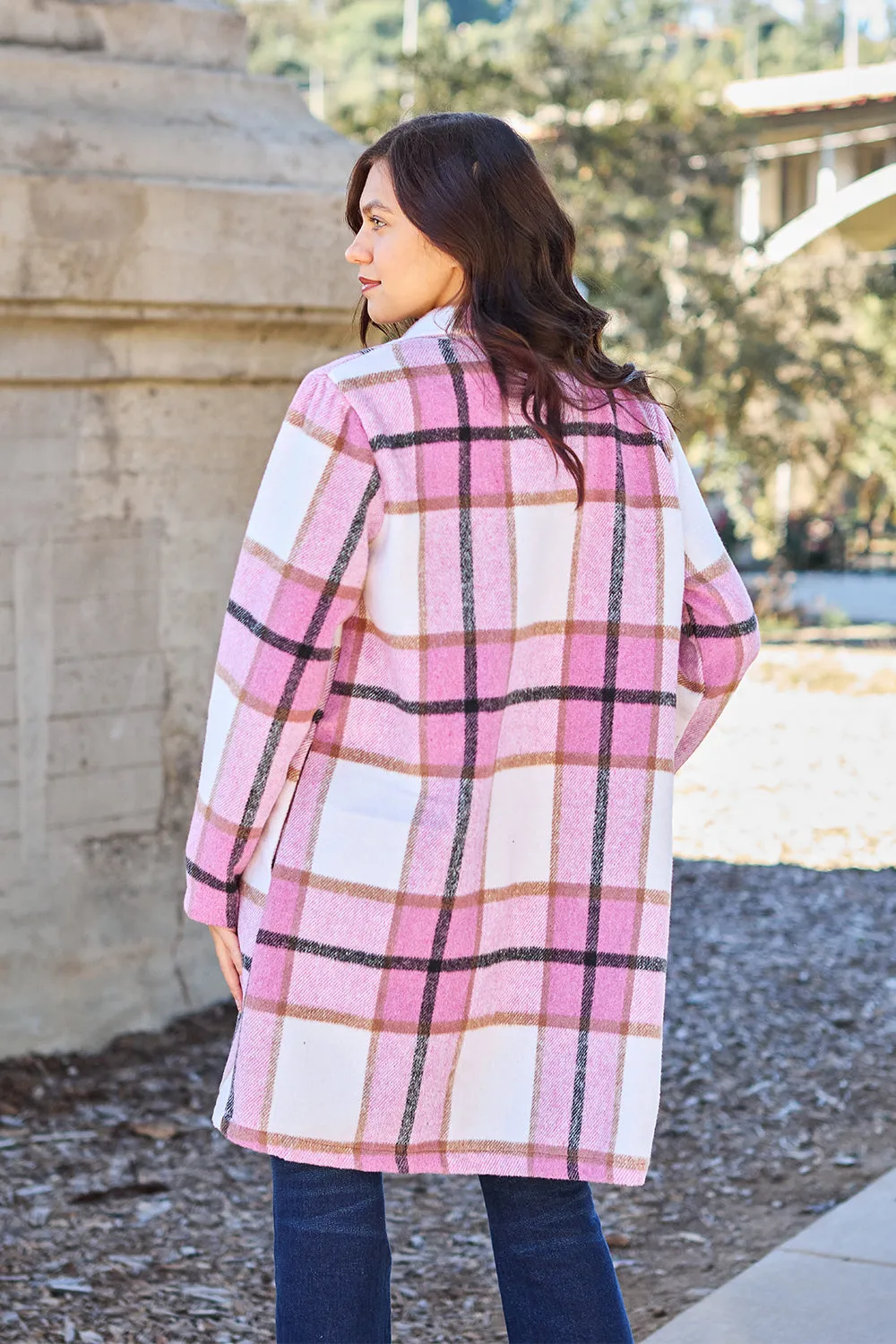 Sarah Plaid Button Up Lapel Collar Coat