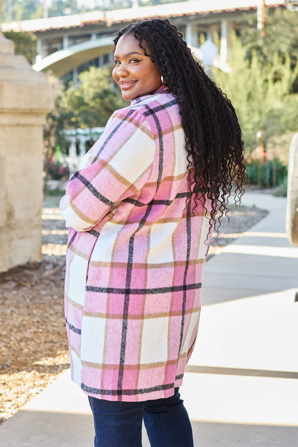 Sarah Plaid Button Up Lapel Collar Coat