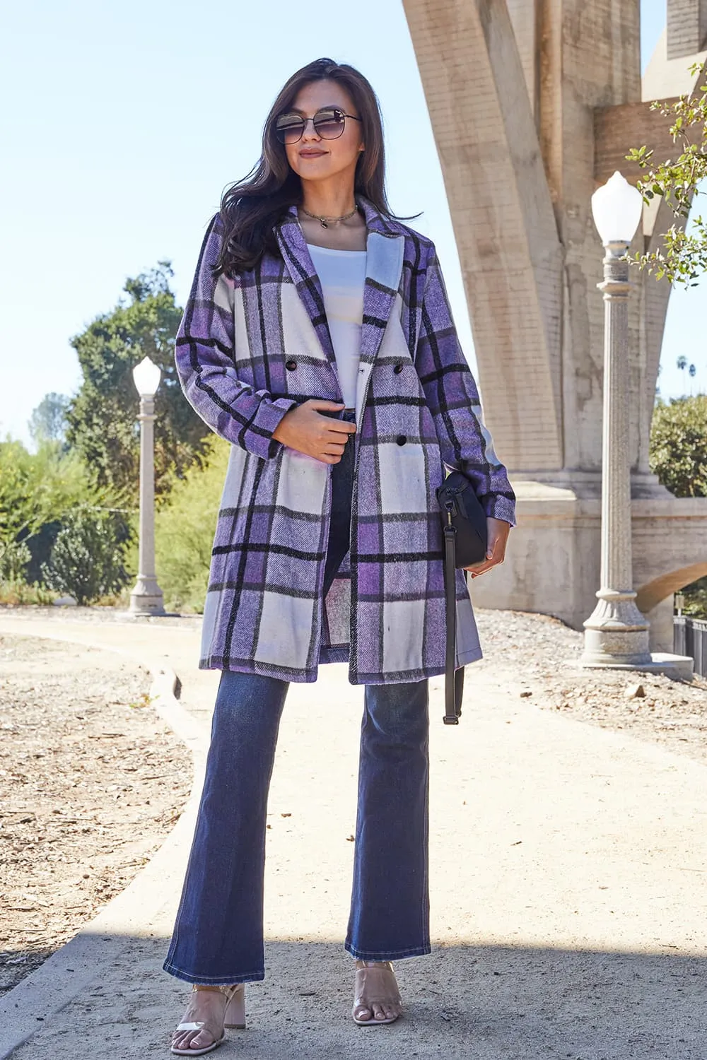 Sarah Plaid Button Up Lapel Collar Coat
