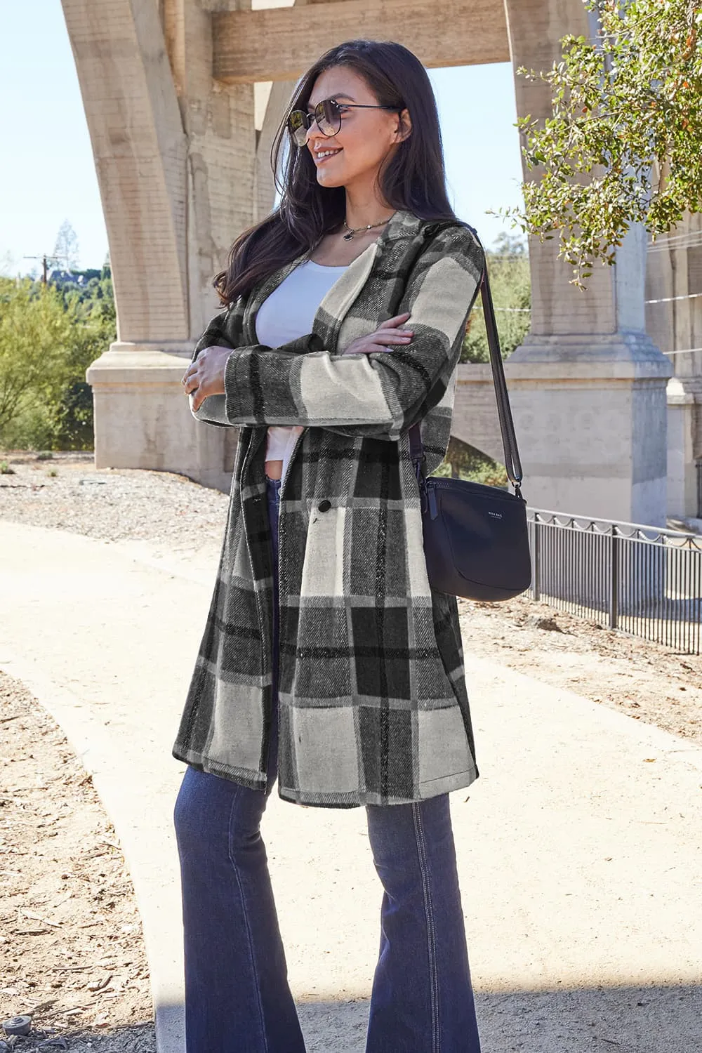 Sarah Plaid Button Up Lapel Collar Coat