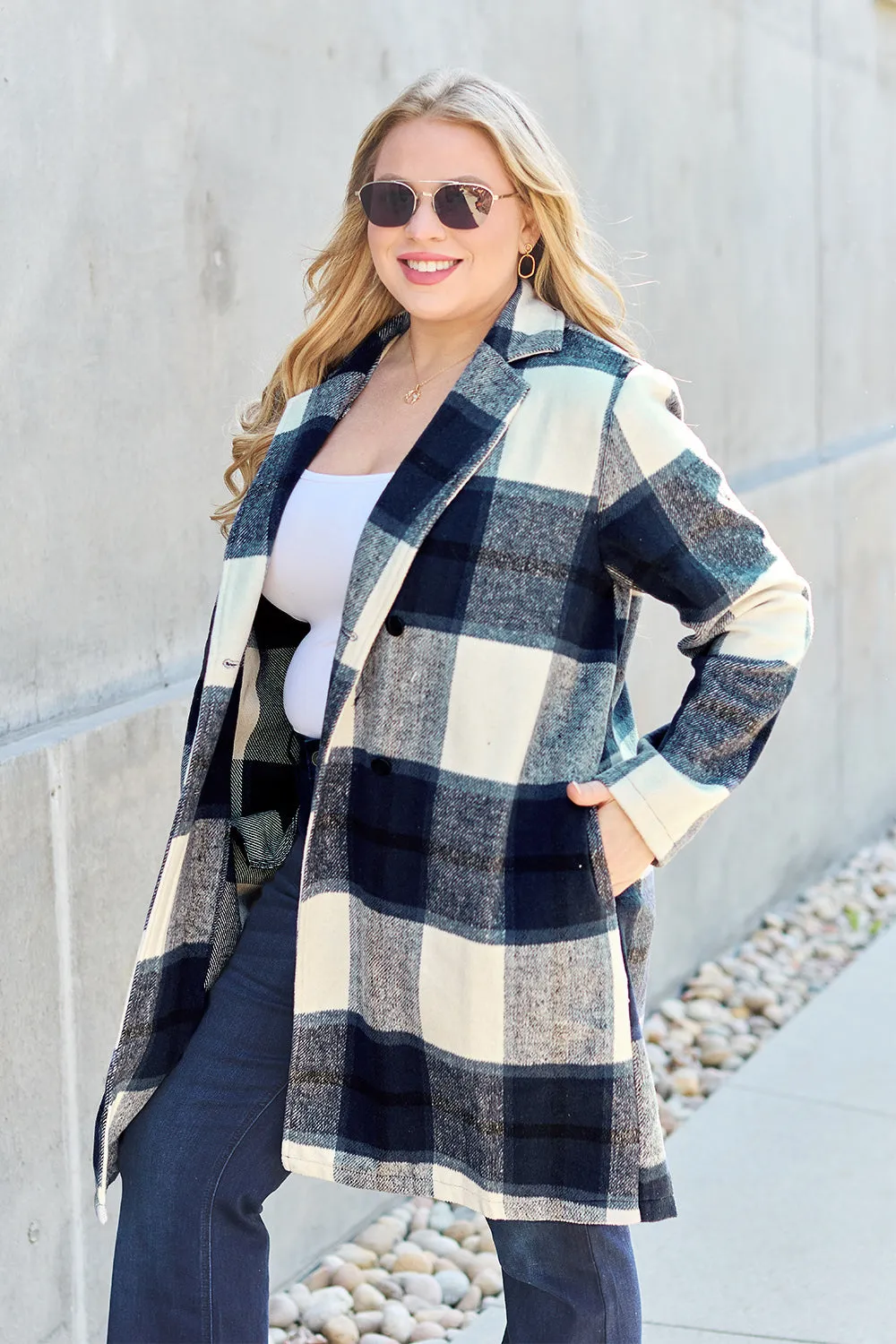 Sarah Plaid Button Up Lapel Collar Coat