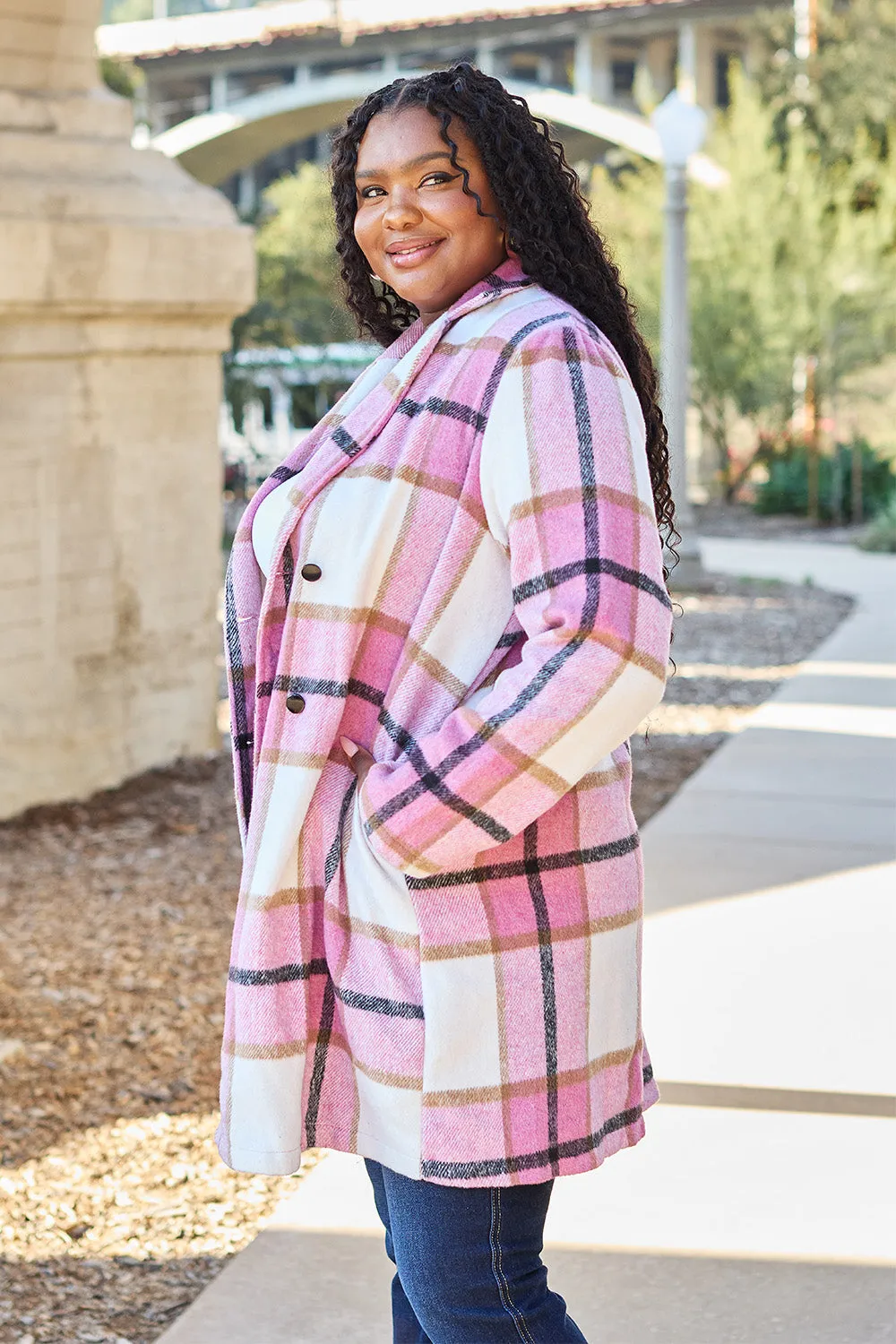 Sarah Plaid Button Up Lapel Collar Coat