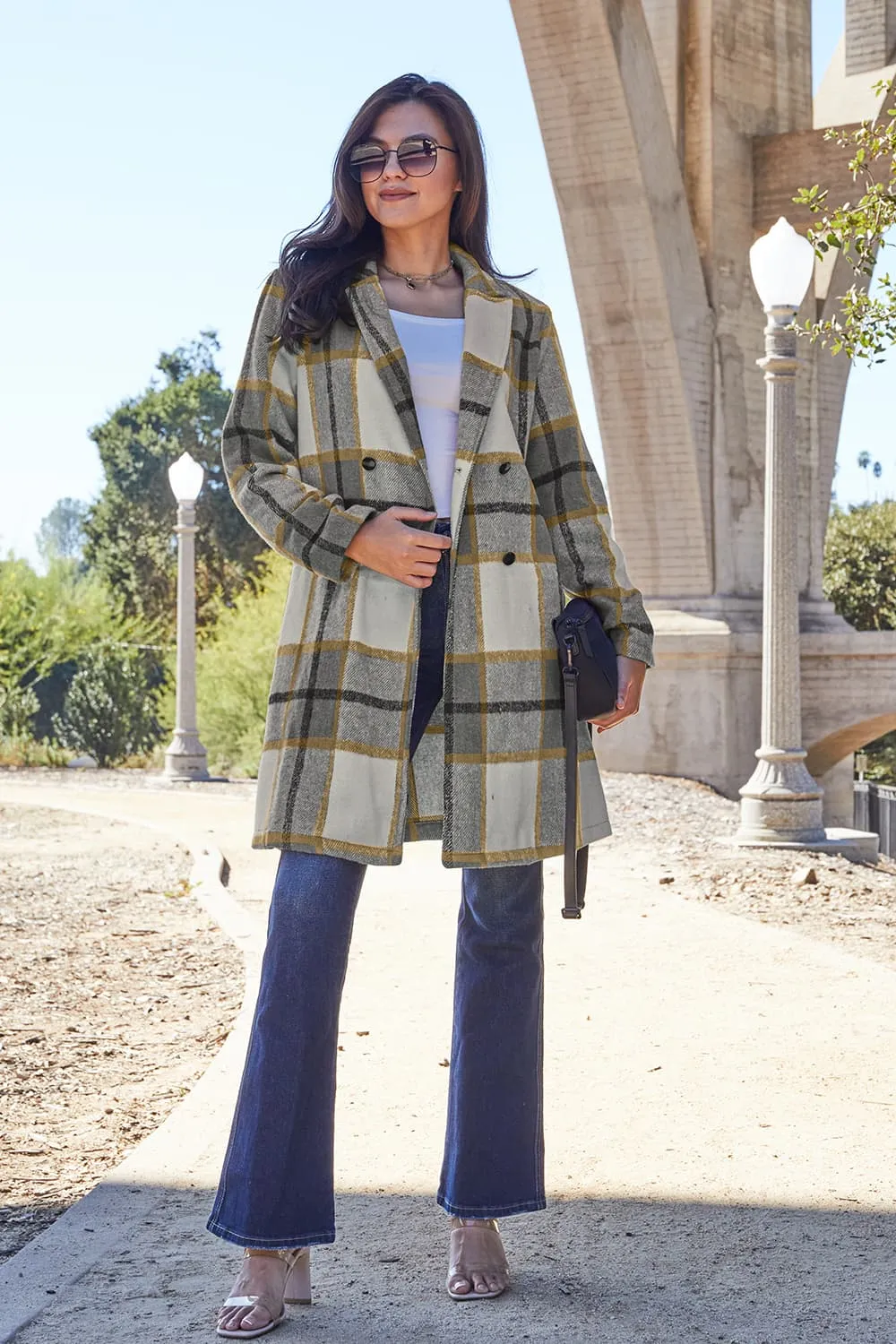 Sarah Plaid Button Up Lapel Collar Coat
