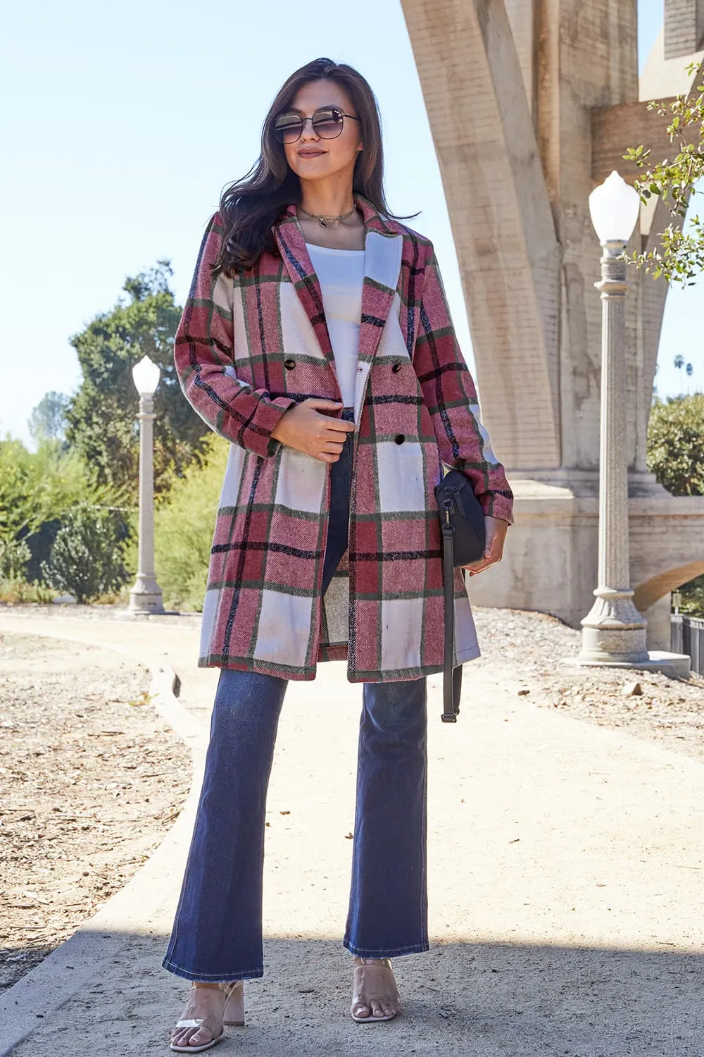 Sarah Plaid Button Up Lapel Collar Coat