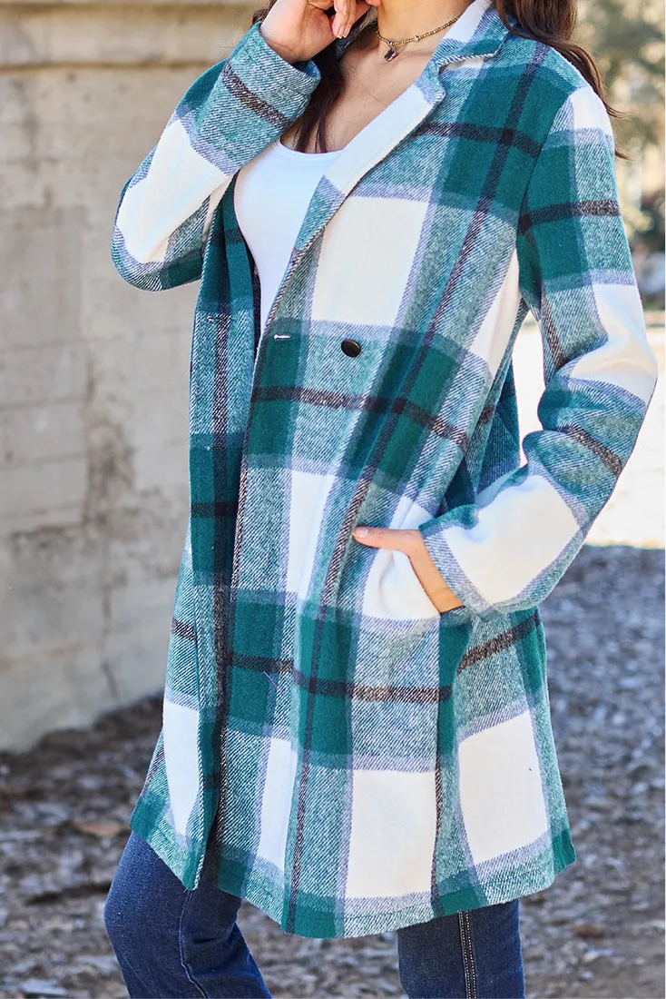 Sarah Plaid Button Up Lapel Collar Coat