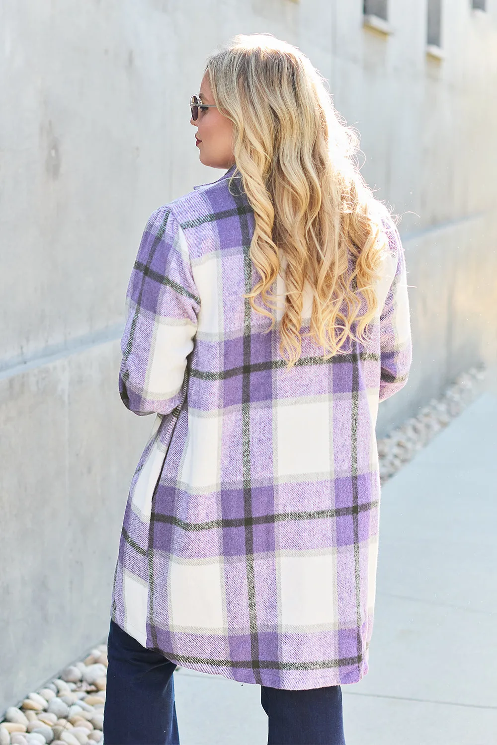 Sarah Plaid Button Up Lapel Collar Coat