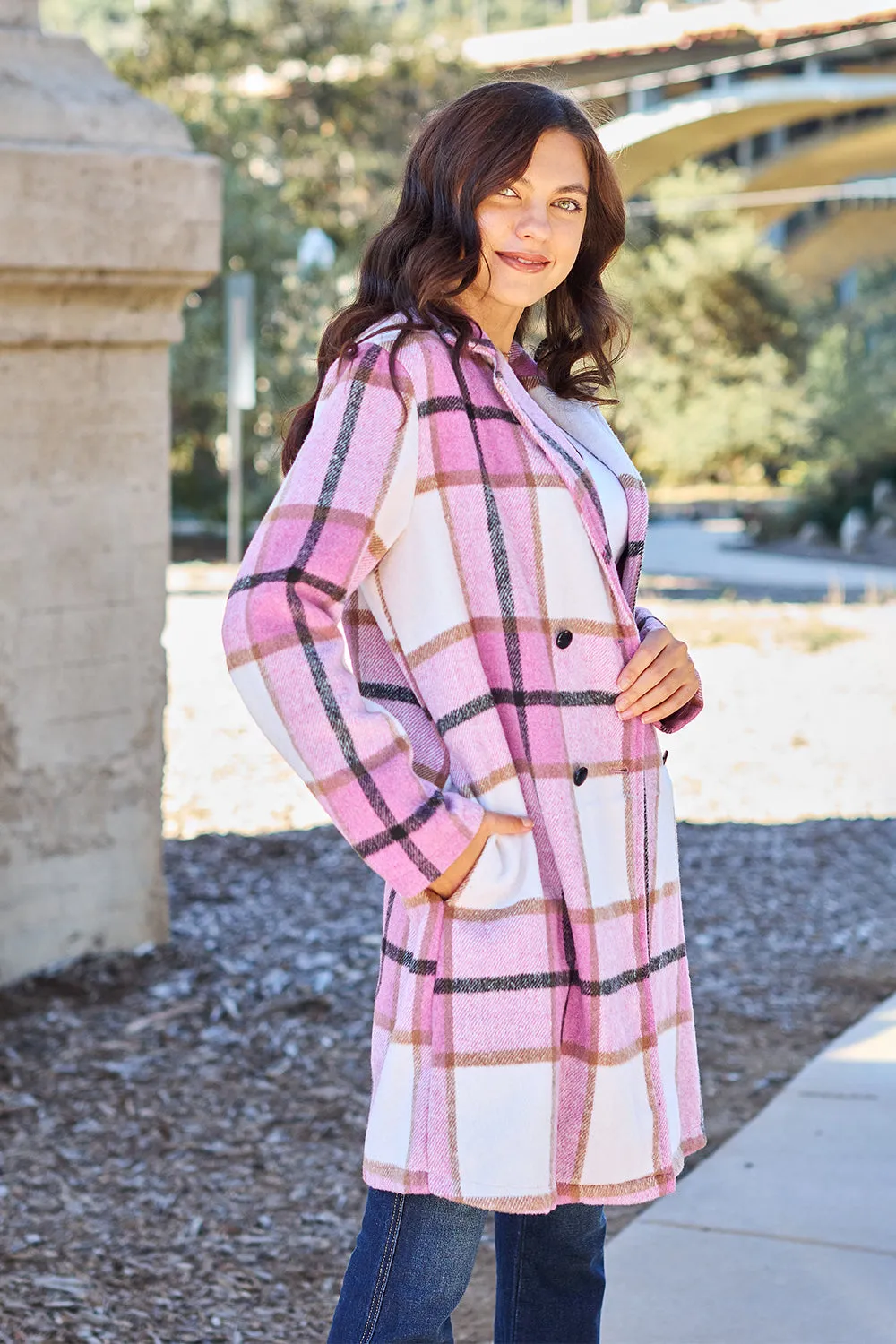 Sarah Plaid Button Up Lapel Collar Coat