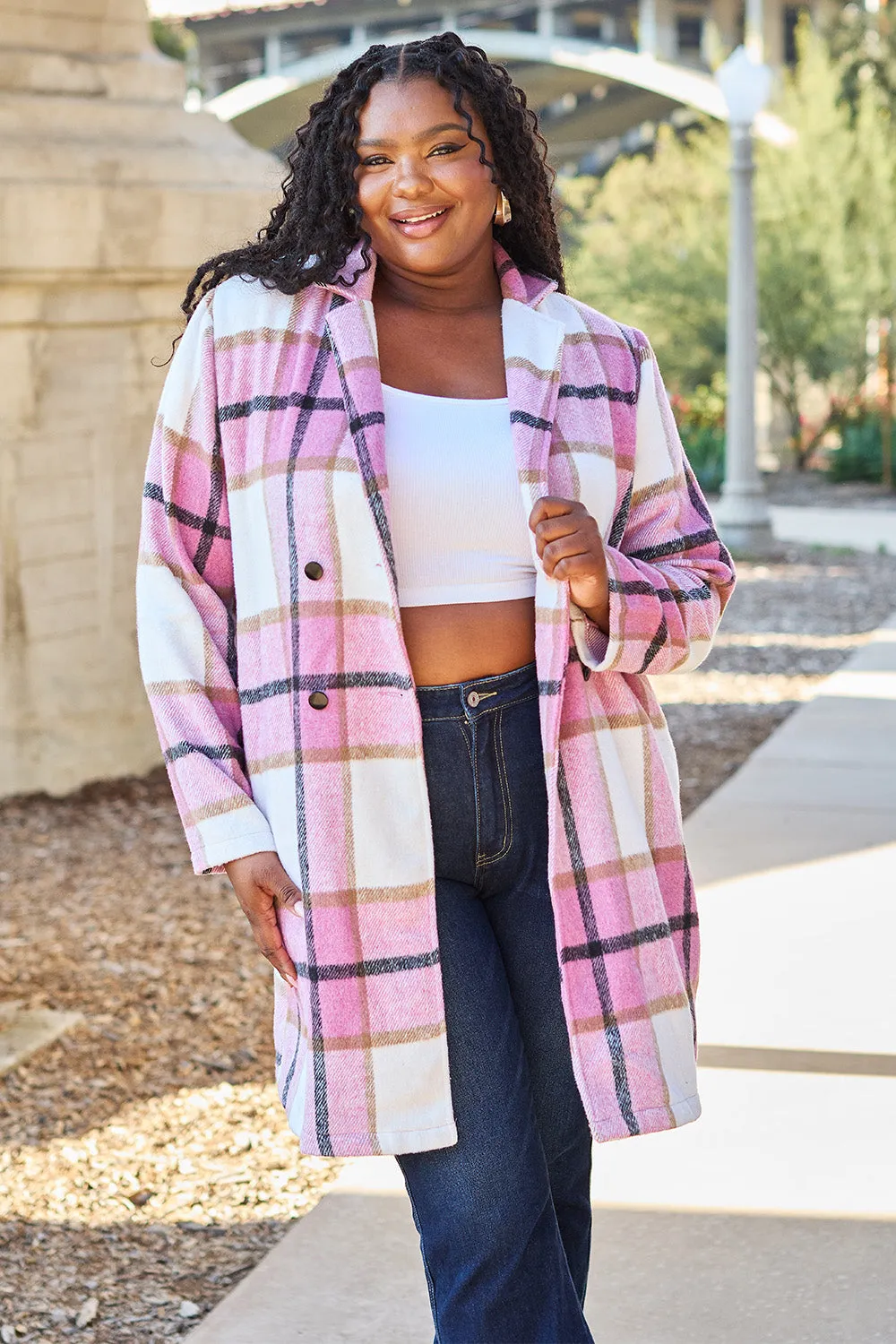 Sarah Plaid Button Up Lapel Collar Coat