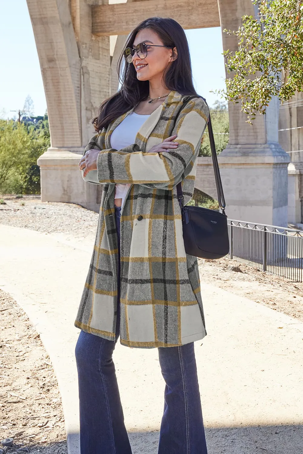 Sarah Plaid Button Up Lapel Collar Coat